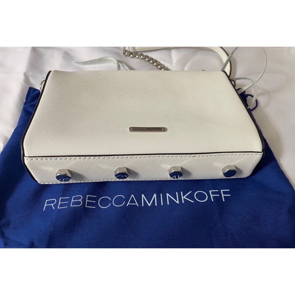 REBECCA MINKOFF AVERY CROSSBODY BAG IN  WHITE WITH SILVER HARDWARE